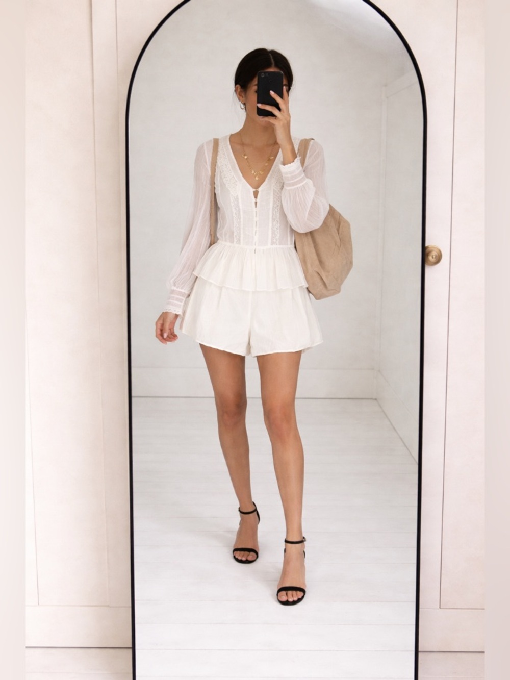 Free People Elodie Blouse XS Ivory Lace Pintuck Peplum Boho Romantic Spring